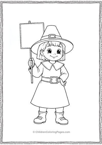 Cute-Girl-Holding-Thanksgiving-Placard Free PDF Printable