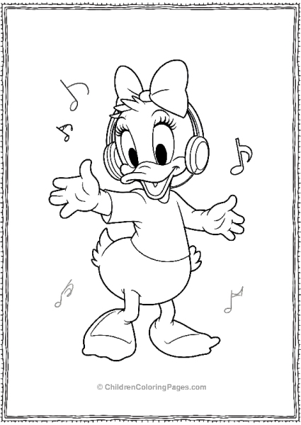 Daisy Duck Dancing With Headphones And Music Notes Free PDF Printable