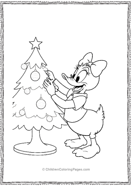 Daisy Duck Decorating Christmas Tree Free PDF Printable