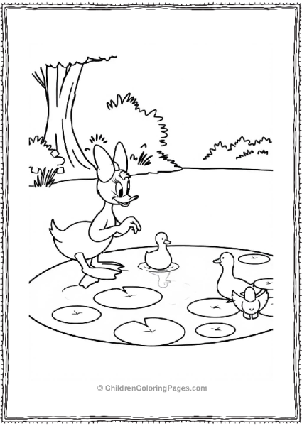 Daisy Duck Feeding Ducks By A Pond Free PDF Printable