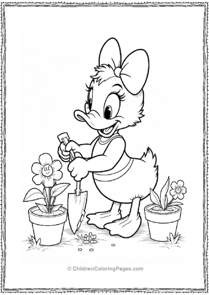 Daisy Duck Gardening With A Trowel Free PDF Printable