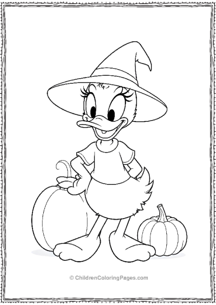 Daisy Duck Halloween Costume With Pumpkins Free PDF Printable