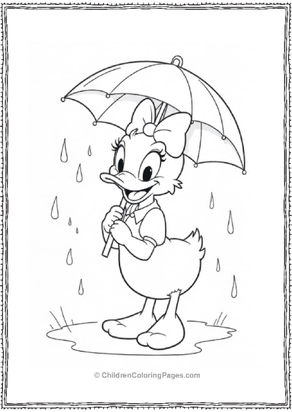 Daisy Duck Holding Umbrella In The Rain Free PDF Printable