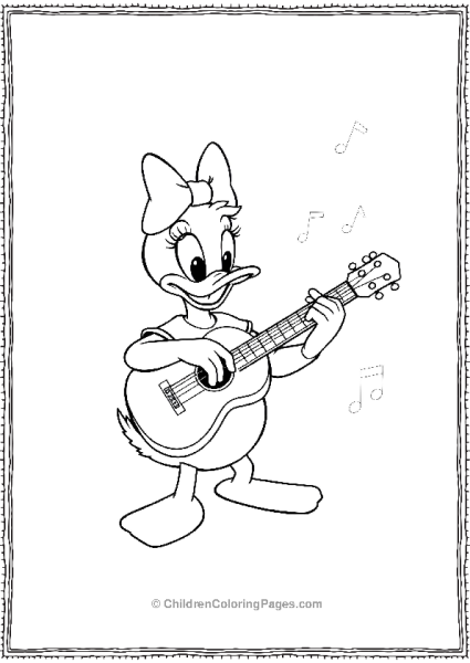 Daisy Duck Playing Guitar With Musical Notes Free PDF Printable