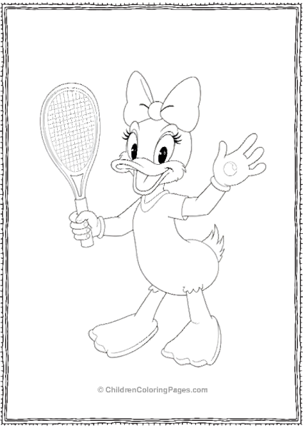 Daisy Duck Playing Tennis With Excitement Free PDF Printable