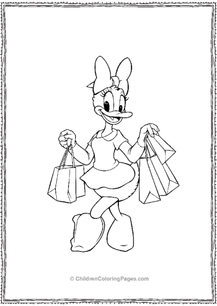 Daisy Duck Shopping With Bags Free PDF Printable