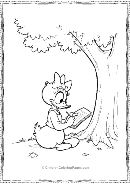 Daisy Duck Sitting Under Tree Writing In Her Journal Free PDF Printable