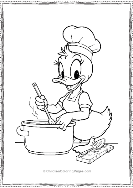 Daisy Duck Stirring A Pot In The Kitchen Free PDF Printable