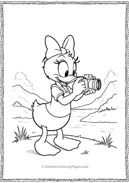 Daisy Duck Taking A Picture By The Lake Free PDF Printable