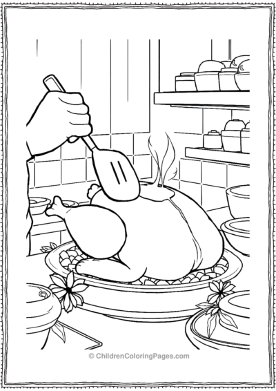 Detailed-Turkey-Being-Basted-In-A-Kitchen Free PDF Printable