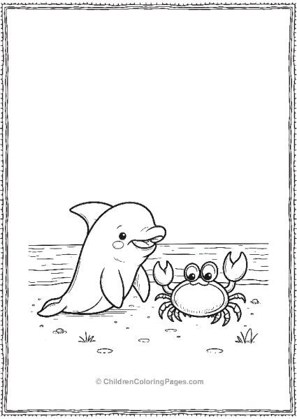 Dolphin And Crab On The Beach Free PDF Printable