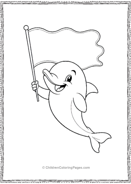 Dolphin Holding A Flag Free PDF Printable