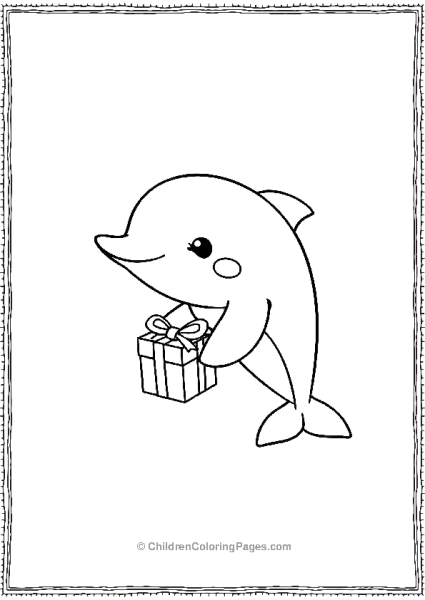 Dolphin Holding A Gift Free PDF Printable