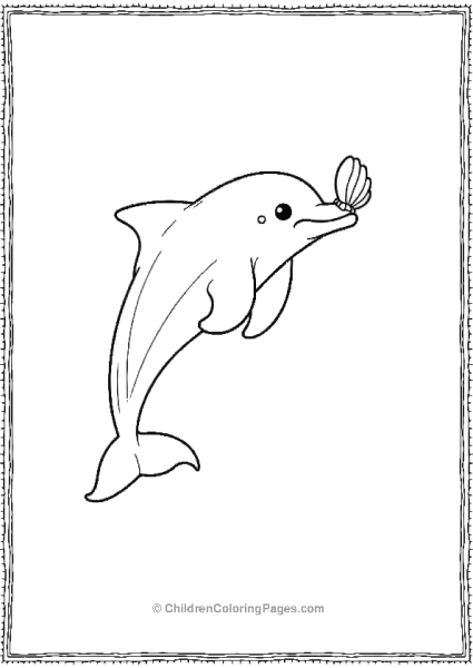 Dolphin Holding A Shell Free PDF Printable