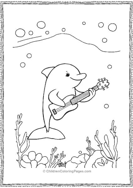 Dolphin Playing Guitar Underwater Free PDF Printable