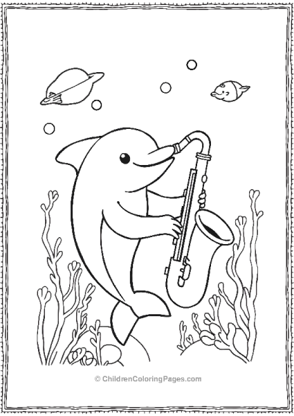 Dolphin Playing Saxophone In The Ocean Free PDF Printable