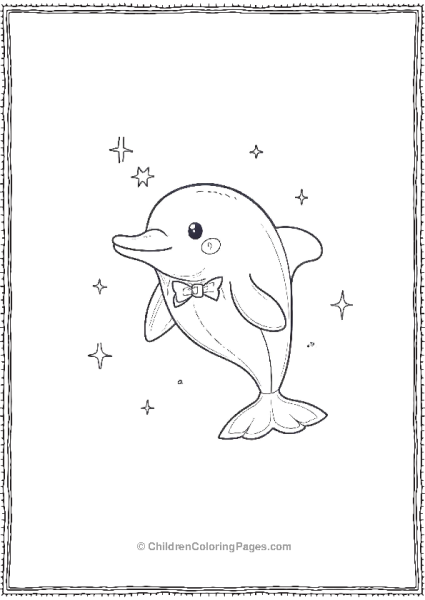 Dolphin Wearing A Bow Tie With Stars Around It Free PDF Printable