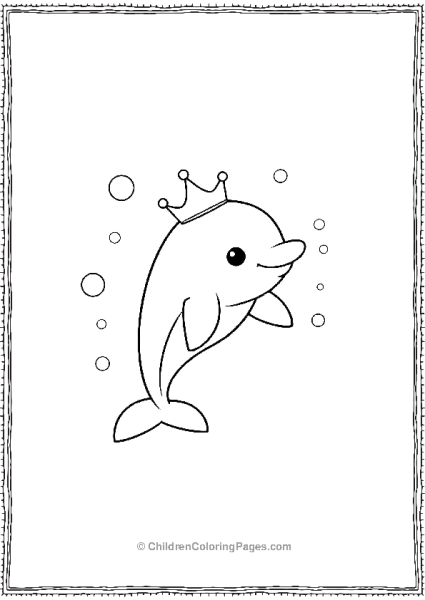 Dolphin With Crown And Bubbles Free PDF Printable