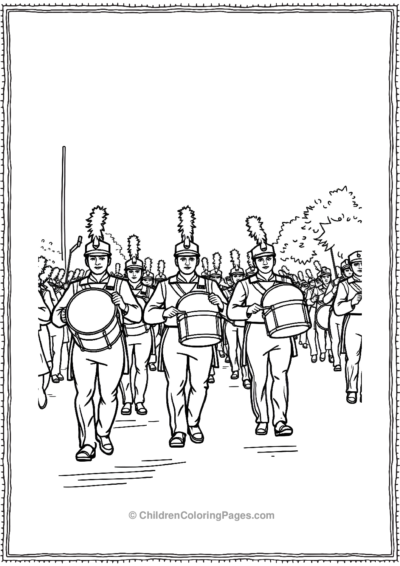 Drumline-Marching-Down-The-Parade-Route Free PDF Printable