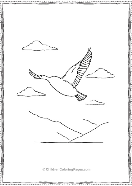 Duck Gliding In The Air Free PDF Printable