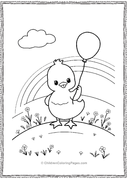 Duck Holding A Balloon Free PDF Printable