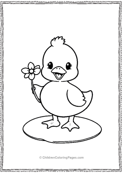 Duck Holding A Flower Free PDF Printable