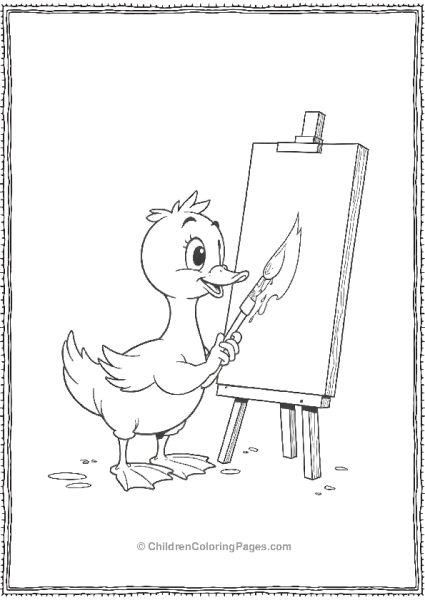 Duck Holding A PaintBrush Free PDF Printable