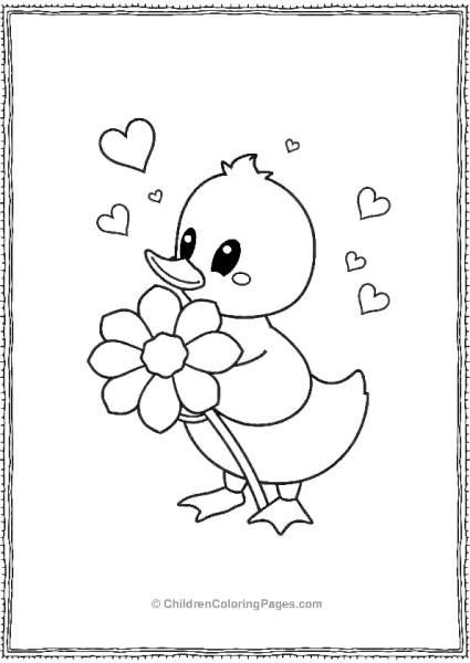 Duck Holding Large Flower Free PDF Printable