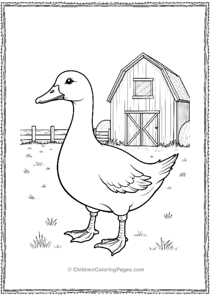 Duck In Front Of Barn Free PDF Printable