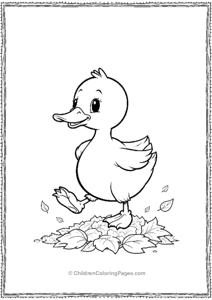 Duck Jumping In Pile Of Leaves Free PDF Printable