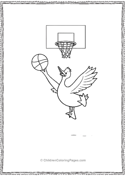 Duck Playing Basketball Free PDF Printable