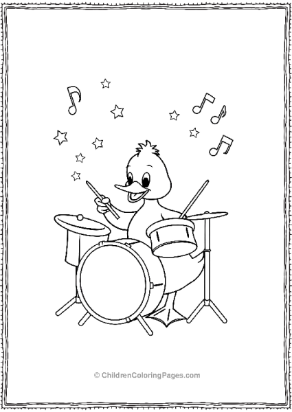 Duck Playing The Drums Free PDF Printable