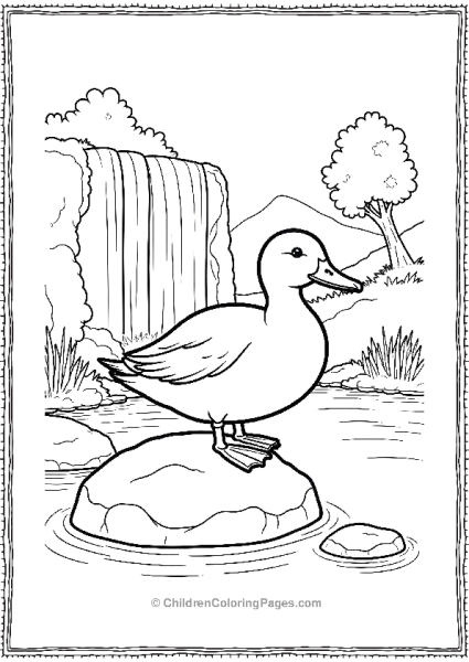 Duck Resting On Rock Free PDF Printable