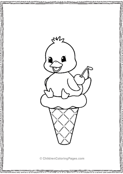 Duck Sittign On A Giant Ice Cream Cone Free PDF Printable