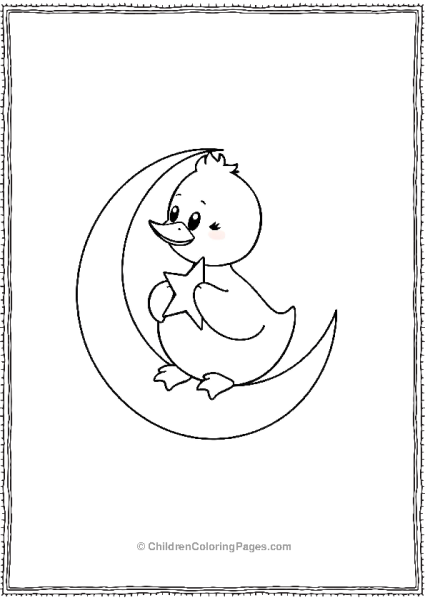 Duck Sitting On Crescent Moon Free PDF Printable