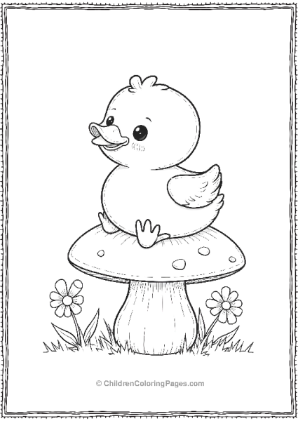 Duck Sitting On Large Mushroom Free PDF Printable