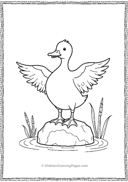 Duck Standing On Rock Free PDF Printable