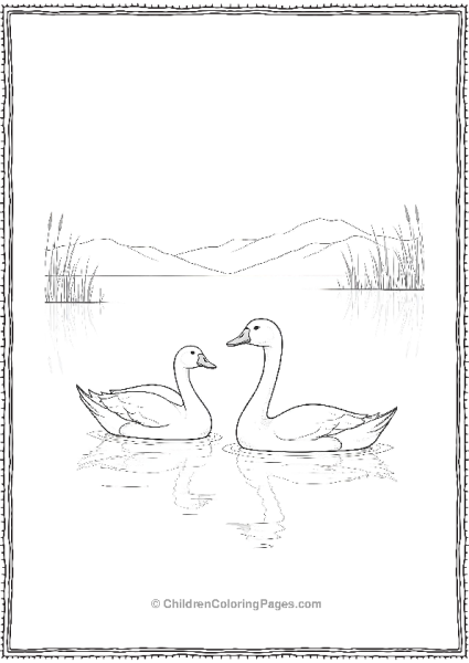 Duck Swimming Along A Swan Free PDF Printable