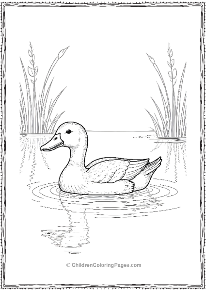 Duck Swimming In A Calm Lake Free PDF Printable