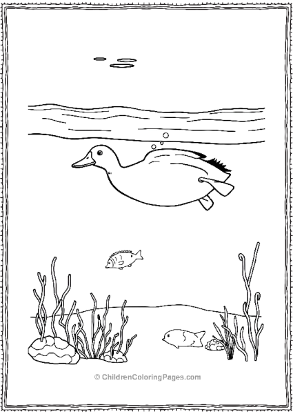 Duck Swimming Under Water Free PDF Printable