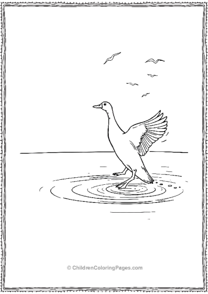 Duck Taking Off From The Surface Of Pond Free PDF Printable