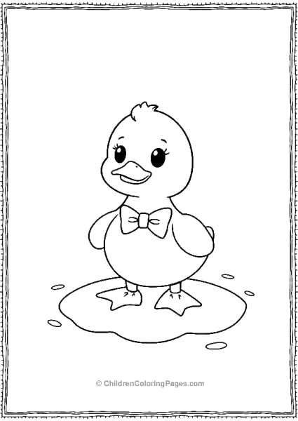 Duck With Bow Tie Standing On A Lilly Pad Free PDF Printable