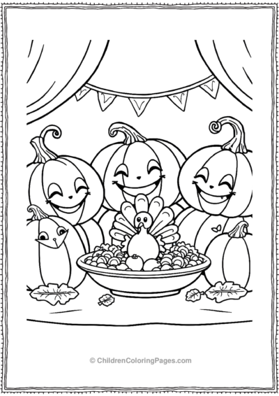 Family-Of-Smiling-Pumpkins-Enjoying-A-Thanksgiving Free PDF Printable