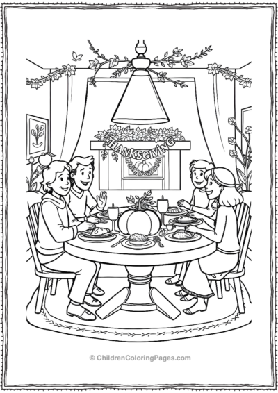 Family-Sitting-Around-A-Decorated-Thanksgiving Free PDF Printable