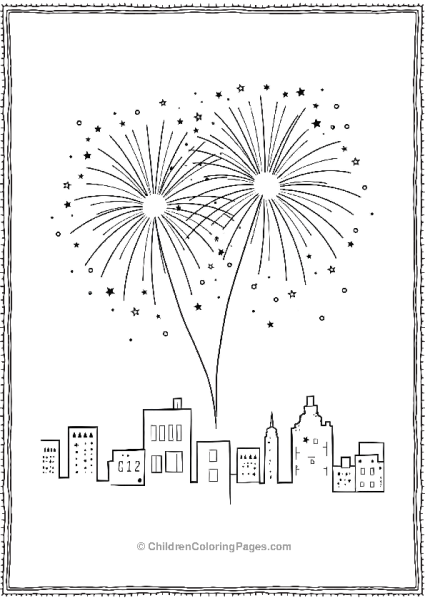 Fireworks Above A Cityscape Free PDF Printable