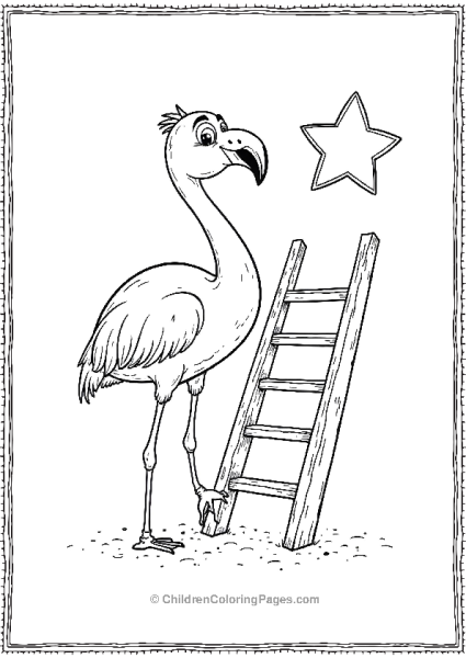 Flamingo Climbing Up A Laddar Free PDF Printable