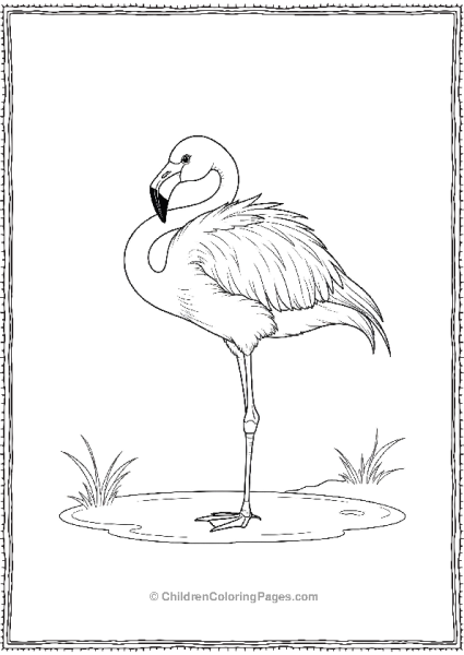 Flamingo Grooming Its Wings Free PDF Printable