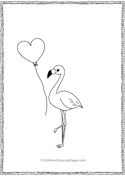 Flamingo Holding A Heart Shaped Baloon Free PDF Printable