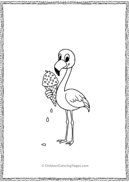 Flamingo Holding An Ice Cream Free PDF Printable