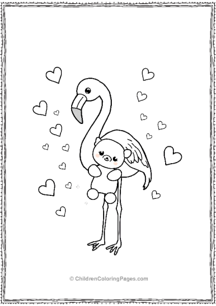 Flamingo Hugging A Tiny Stuff Toy Free PDF Printable